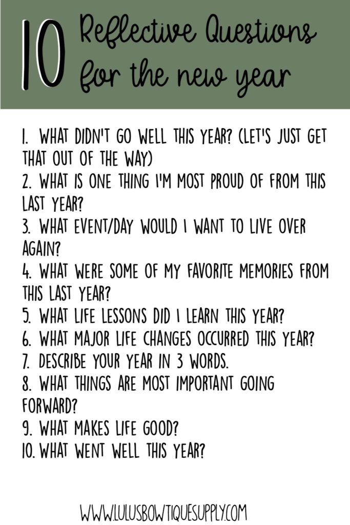 Reflective questions for the new year