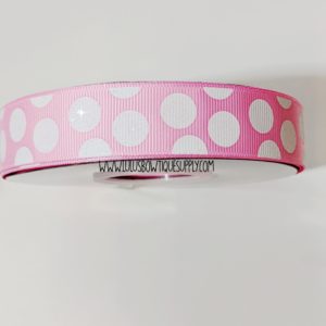 7/8 Geranium & White Polka 25yards