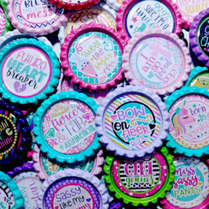 Finished Bottle Cap Set Mixed Cute Sayings